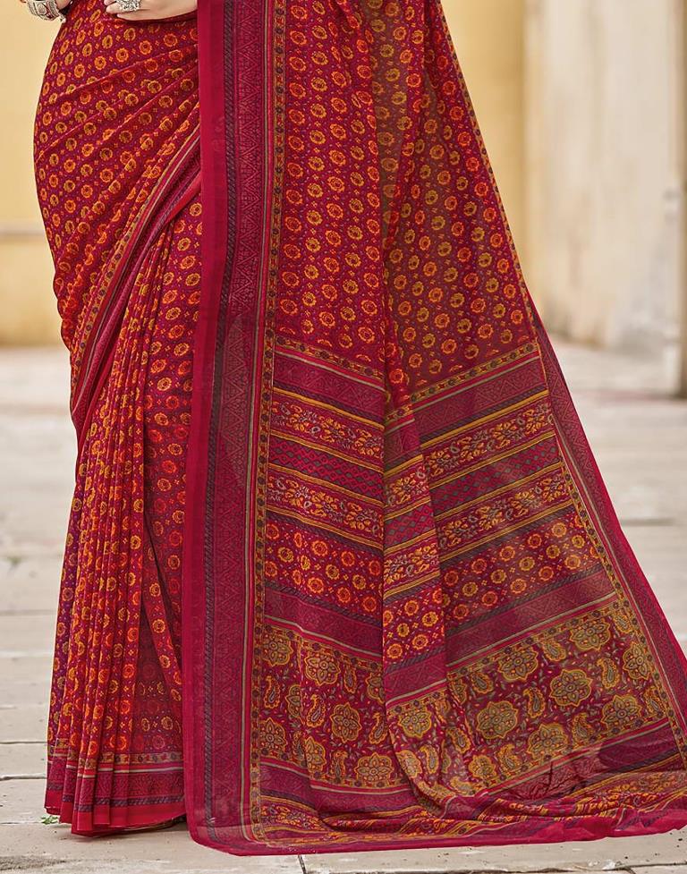 Red Georgette Saree | Leemboodi