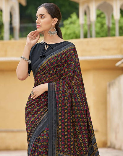 Dark Grey Georgette Saree | Leemboodi