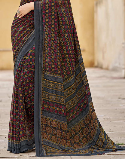 Dark Grey Georgette Saree | Leemboodi