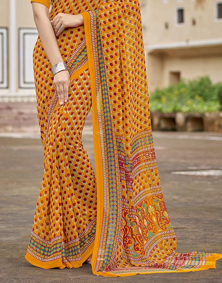 Yellow Georgette Saree | Leemboodi