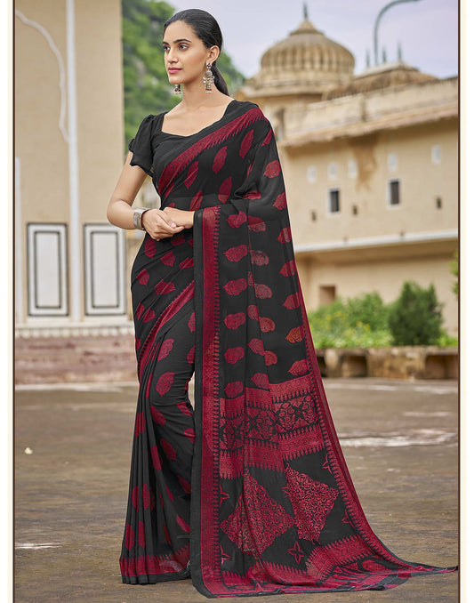 Black Georgette Saree | Leemboodi