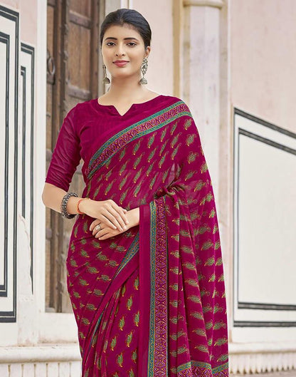Dark Pink Georgette Saree | Leemboodi