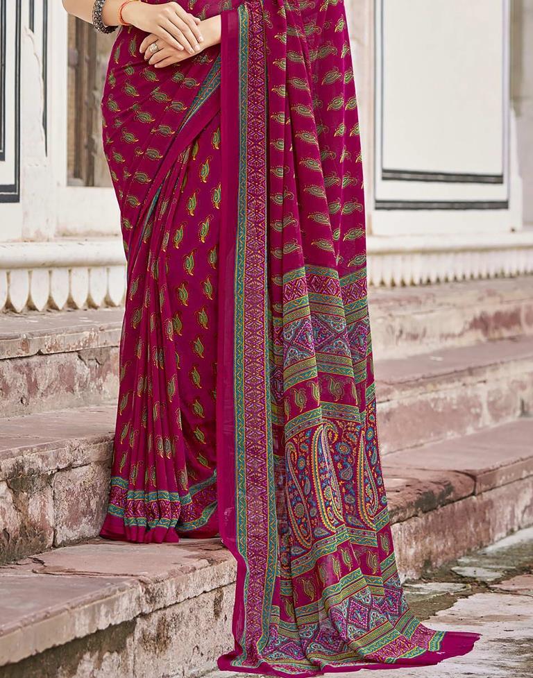 Dark Pink Georgette Saree | Leemboodi