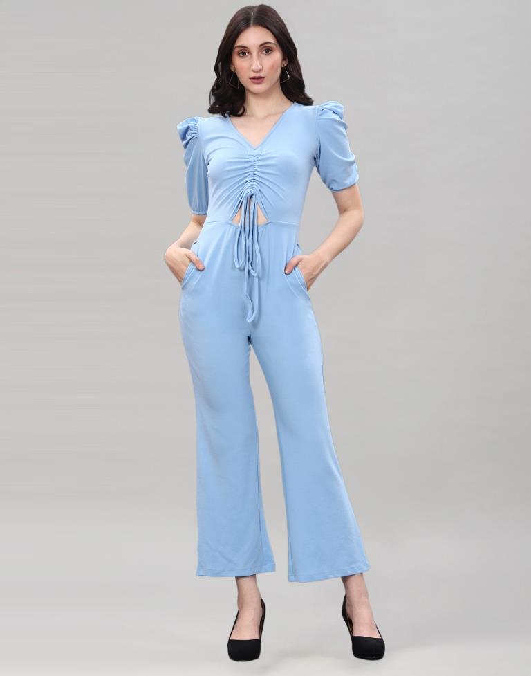 Light Blue Knitted Jumpsuits | Sudathi