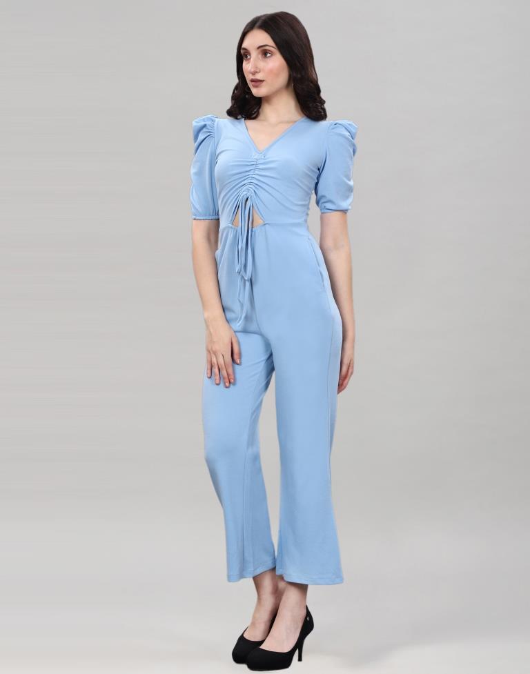Light Blue Knitted Jumpsuits | Sudathi