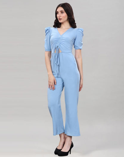 Light Blue Knitted Jumpsuits | Sudathi