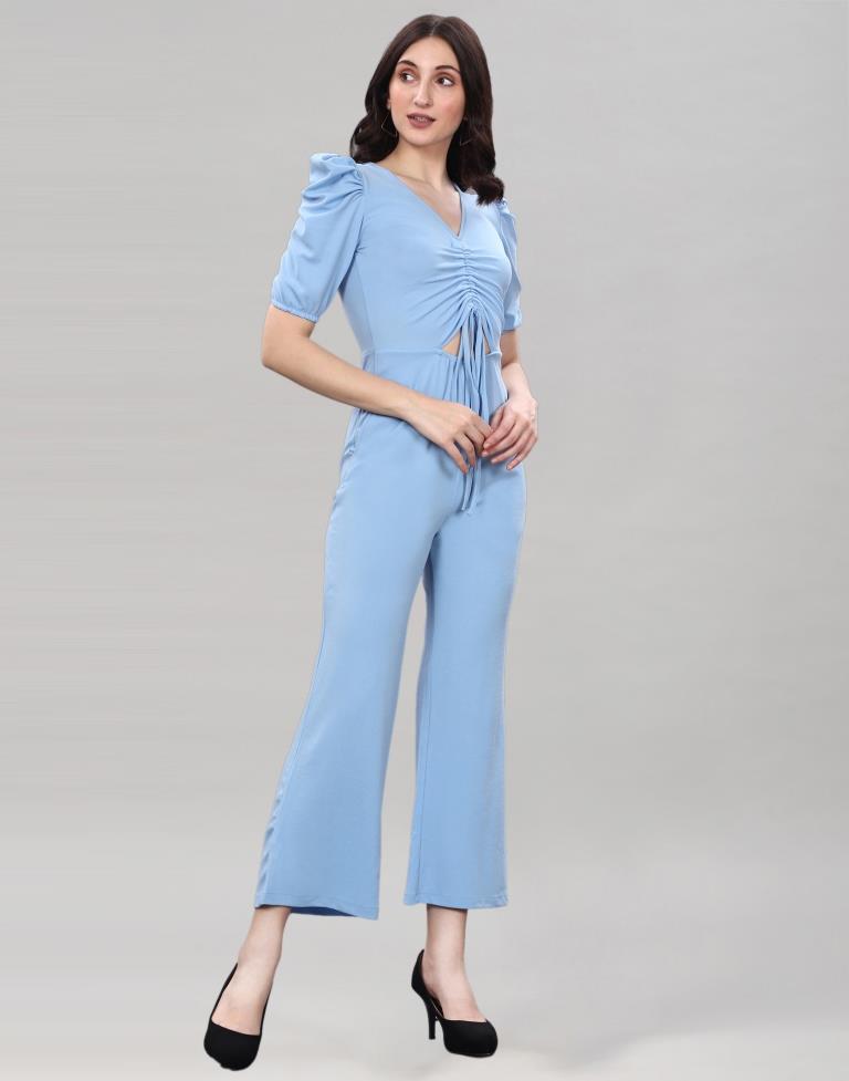 Light Blue Knitted Jumpsuits | Sudathi