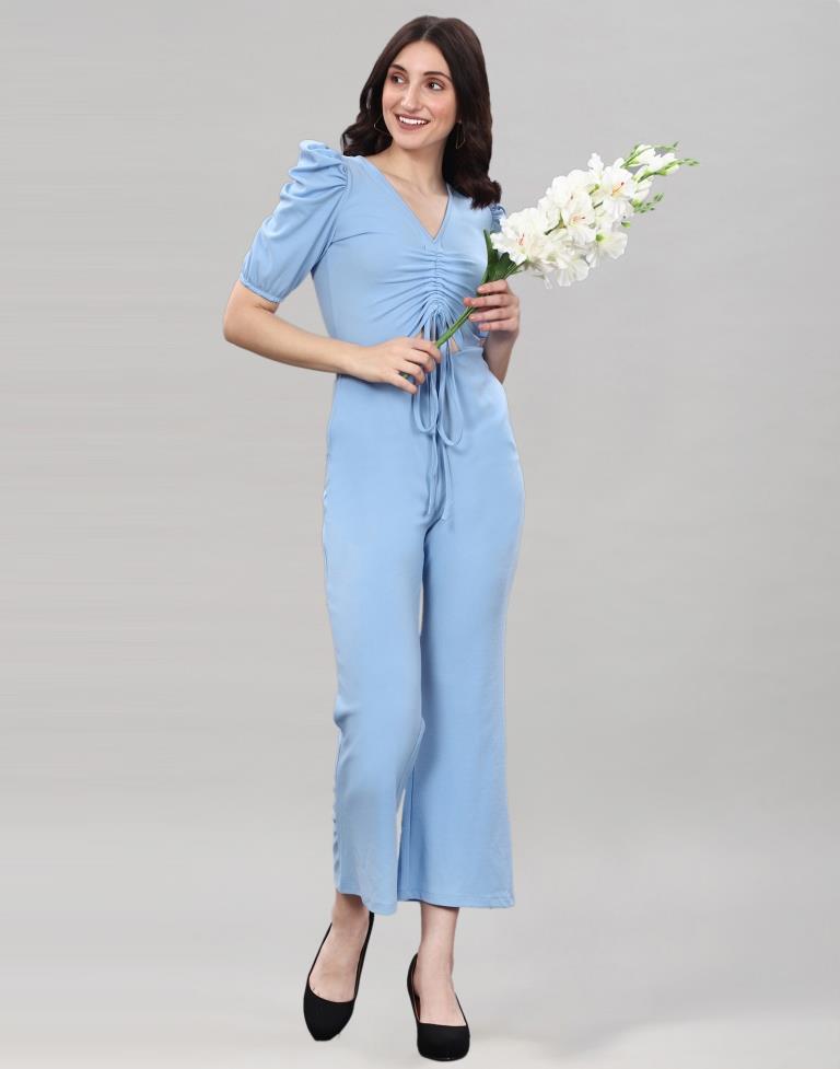 Light Blue Knitted Jumpsuits | Sudathi