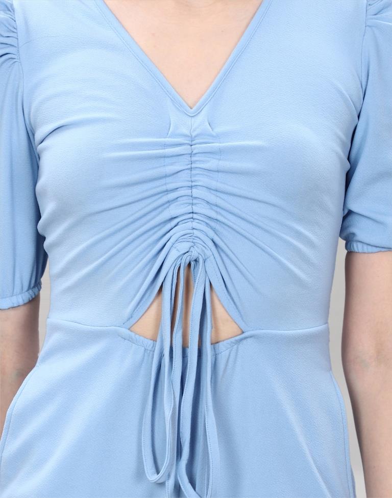 Light Blue Knitted Jumpsuits | Sudathi