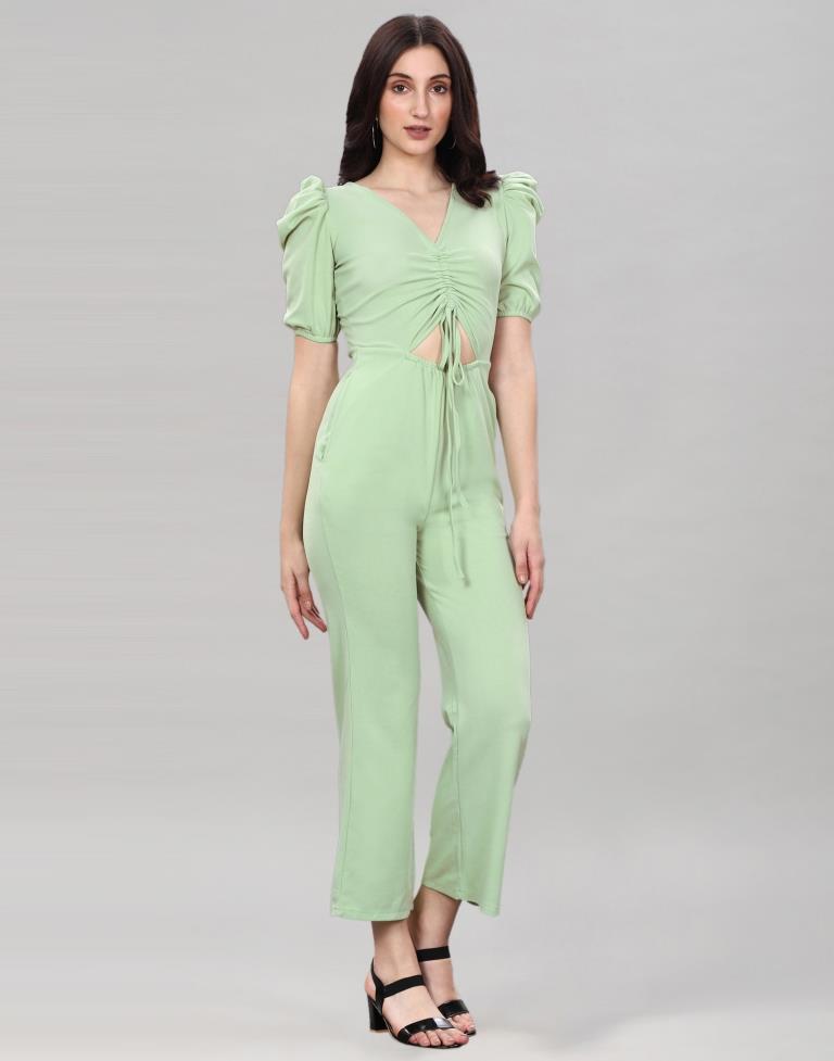 Pista Green Knitted Jumpsuits | Sudathi