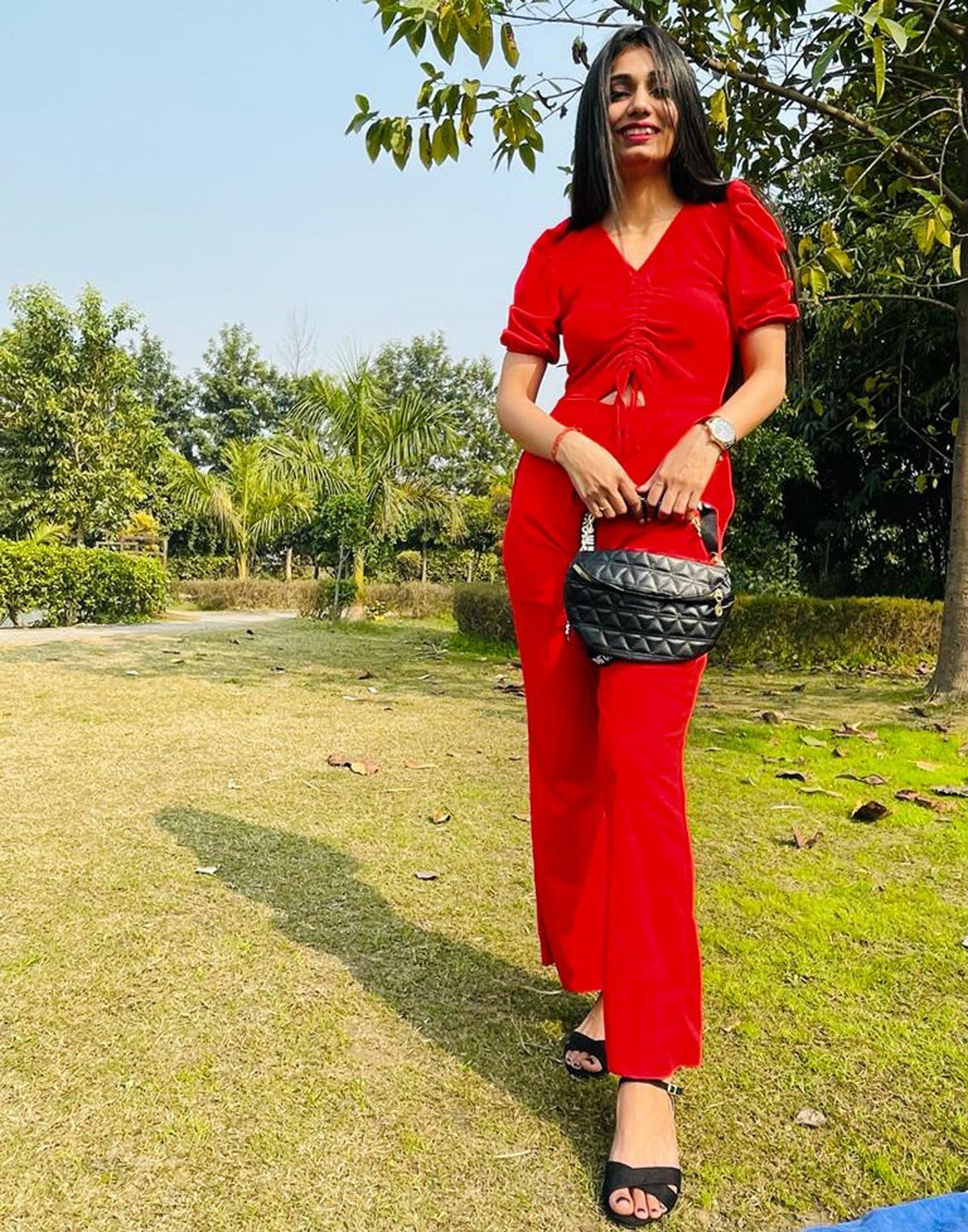 Red Knitted Jumpsuits | Sudathi