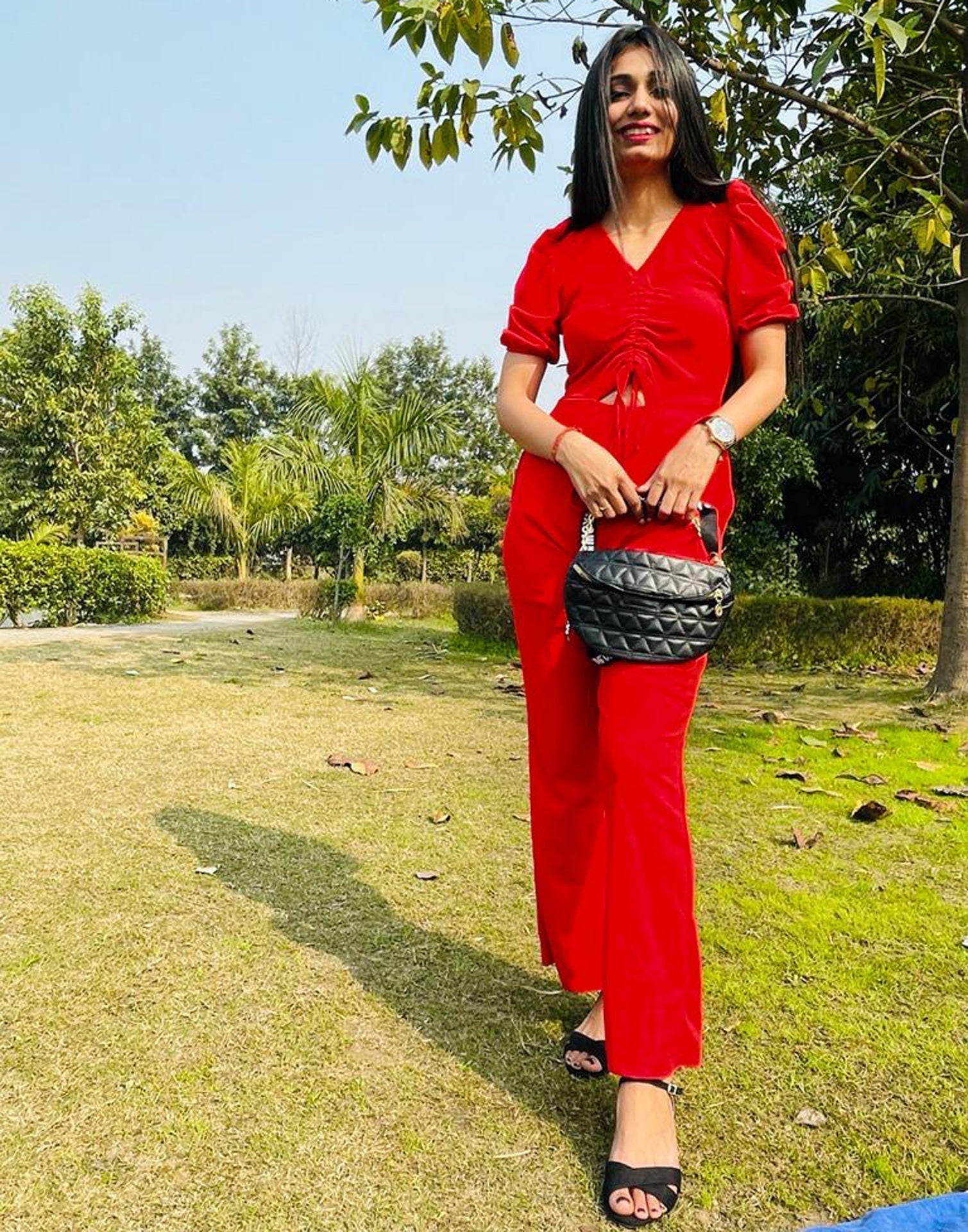 Red Knitted Jumpsuits | Sudathi