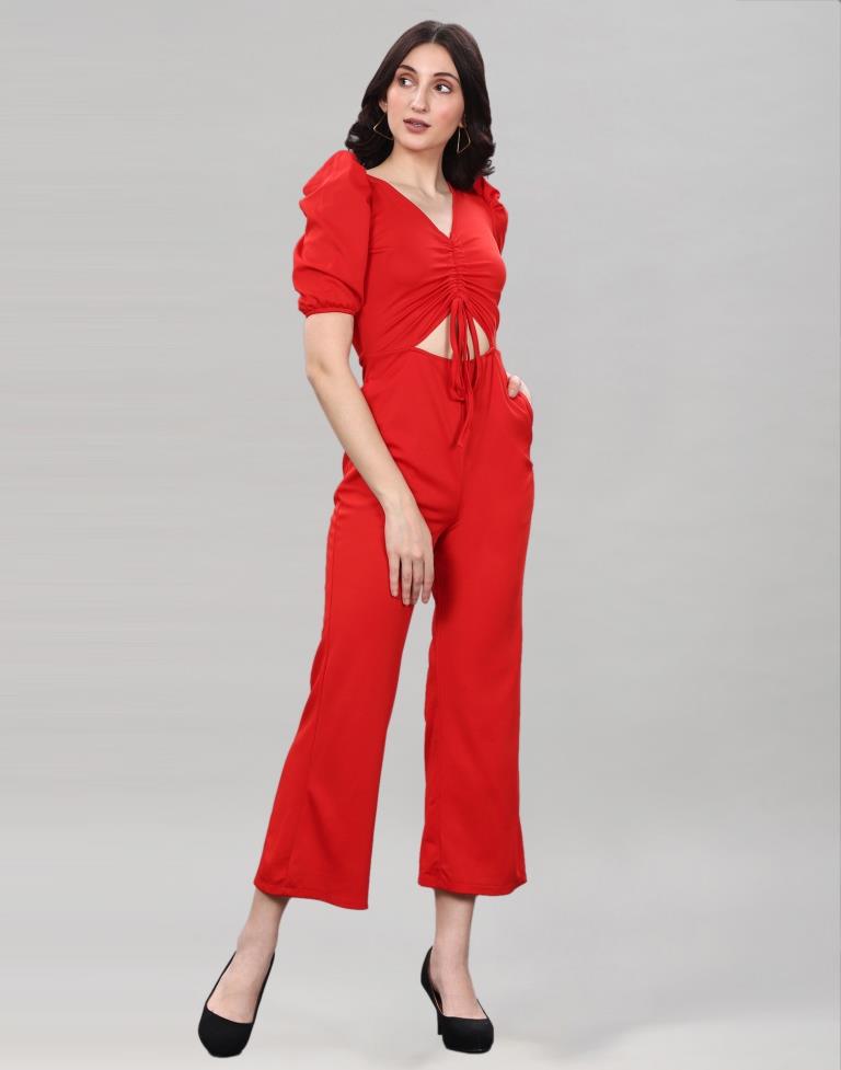 Red Knitted Jumpsuits | Sudathi
