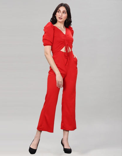 Red Knitted Jumpsuits | Sudathi