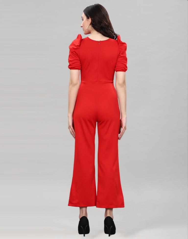 Red Knitted Jumpsuits | Sudathi
