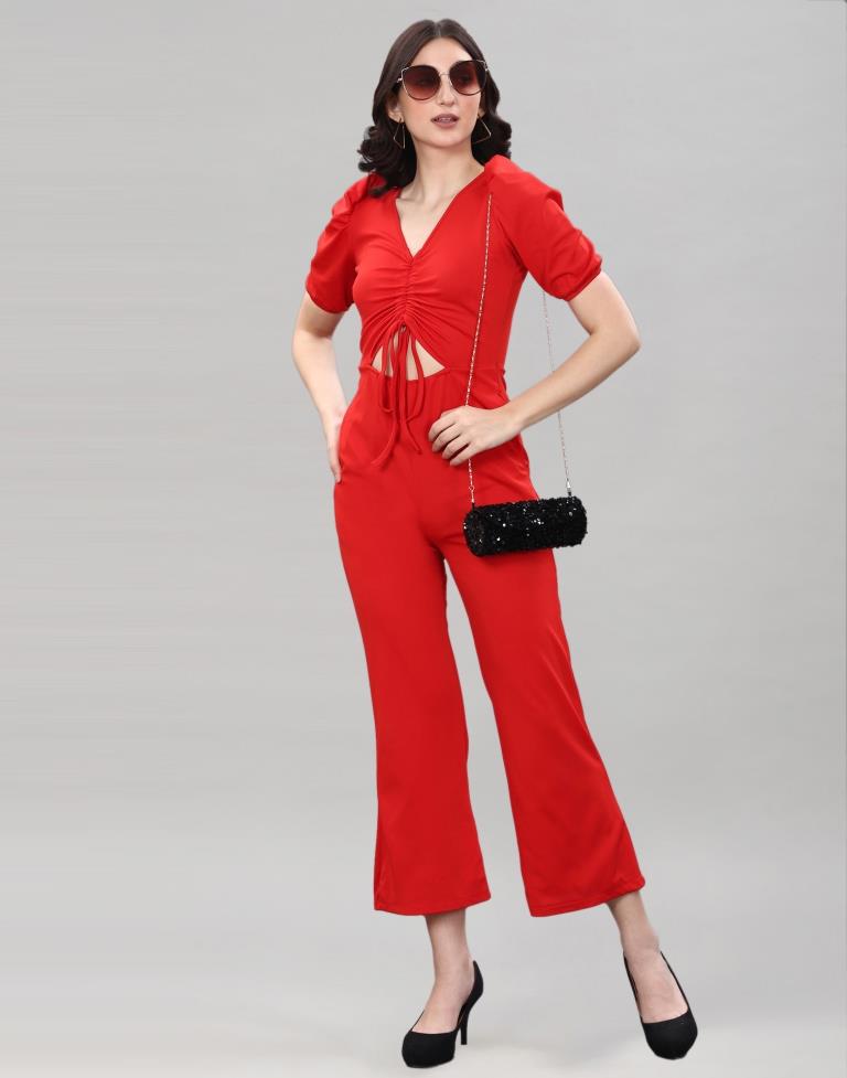 Red Knitted Jumpsuits | Sudathi