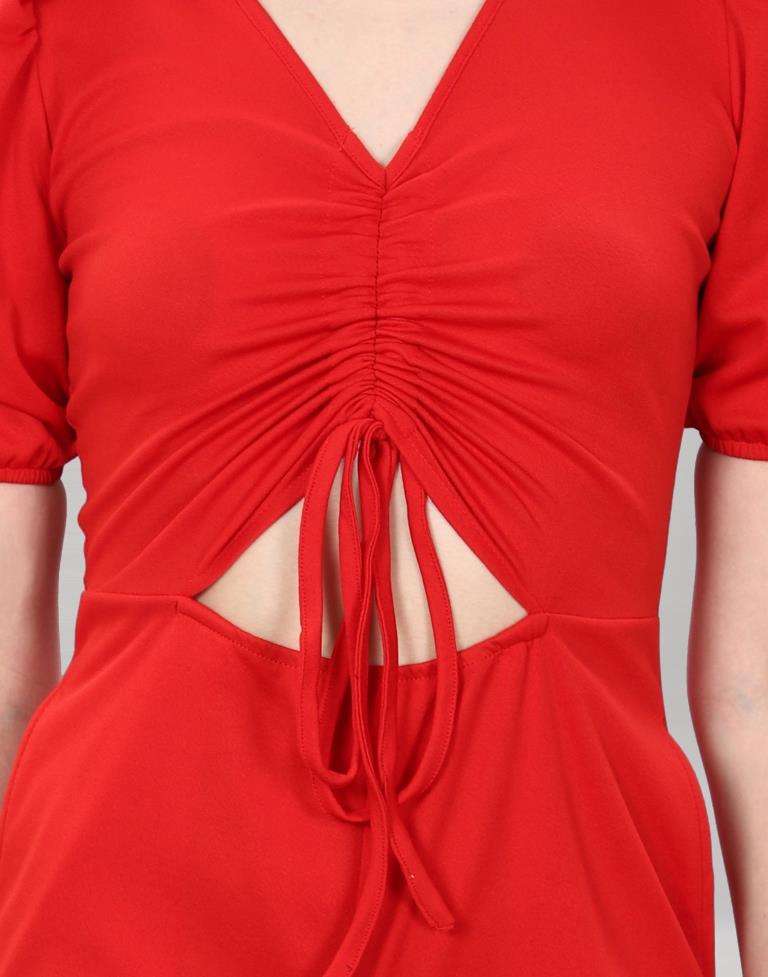 Red Knitted Jumpsuits | Sudathi