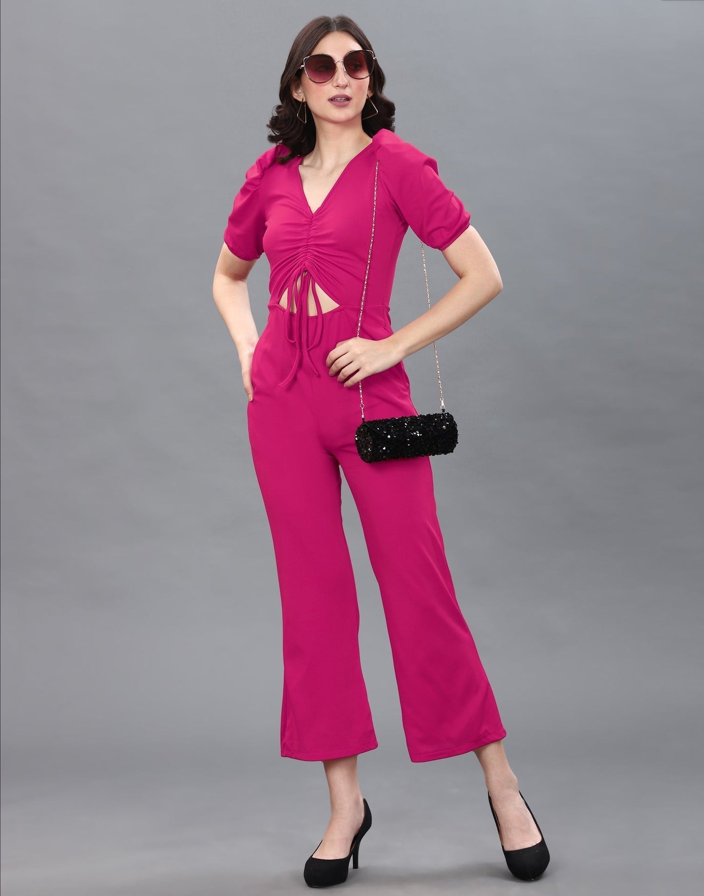 Hot Pink Knitted Jumpsuit | Sudathi