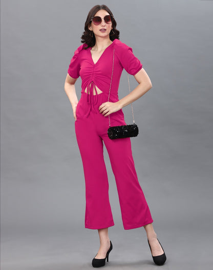 Hot Pink Knitted Jumpsuit | Sudathi