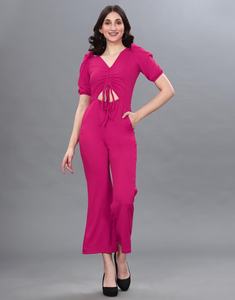 Hot Pink Knitted Jumpsuit | Sudathi
