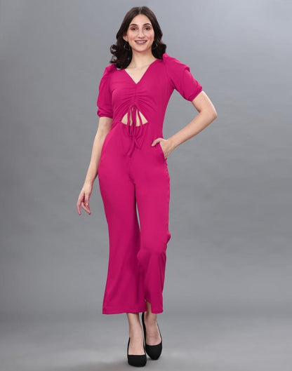 Hot Pink Knitted Jumpsuit | Sudathi