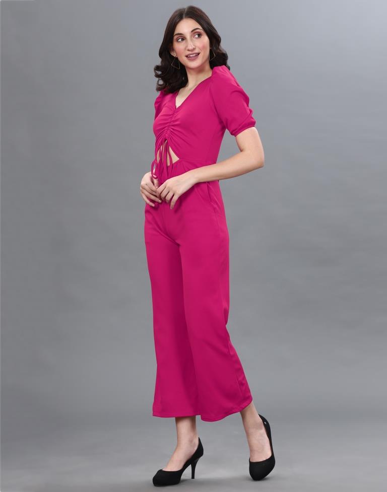 Hot Pink Knitted Jumpsuit | Sudathi