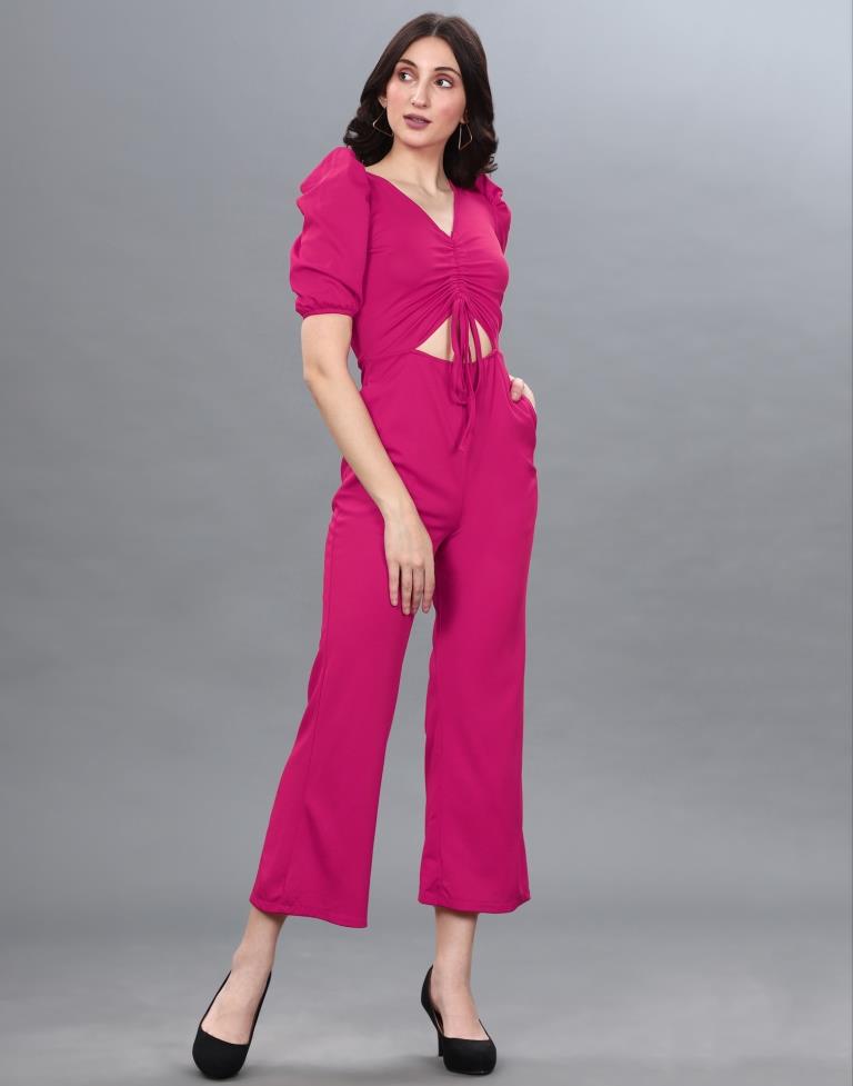 Hot Pink Knitted Jumpsuit | Sudathi