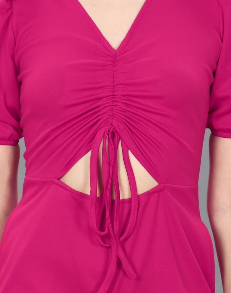 Hot Pink Knitted Jumpsuit | Sudathi