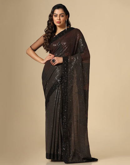 Brown Georgette Sequence Saree | Leemboodi