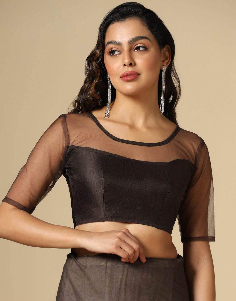 Brown Georgette Sequence Saree | Leemboodi