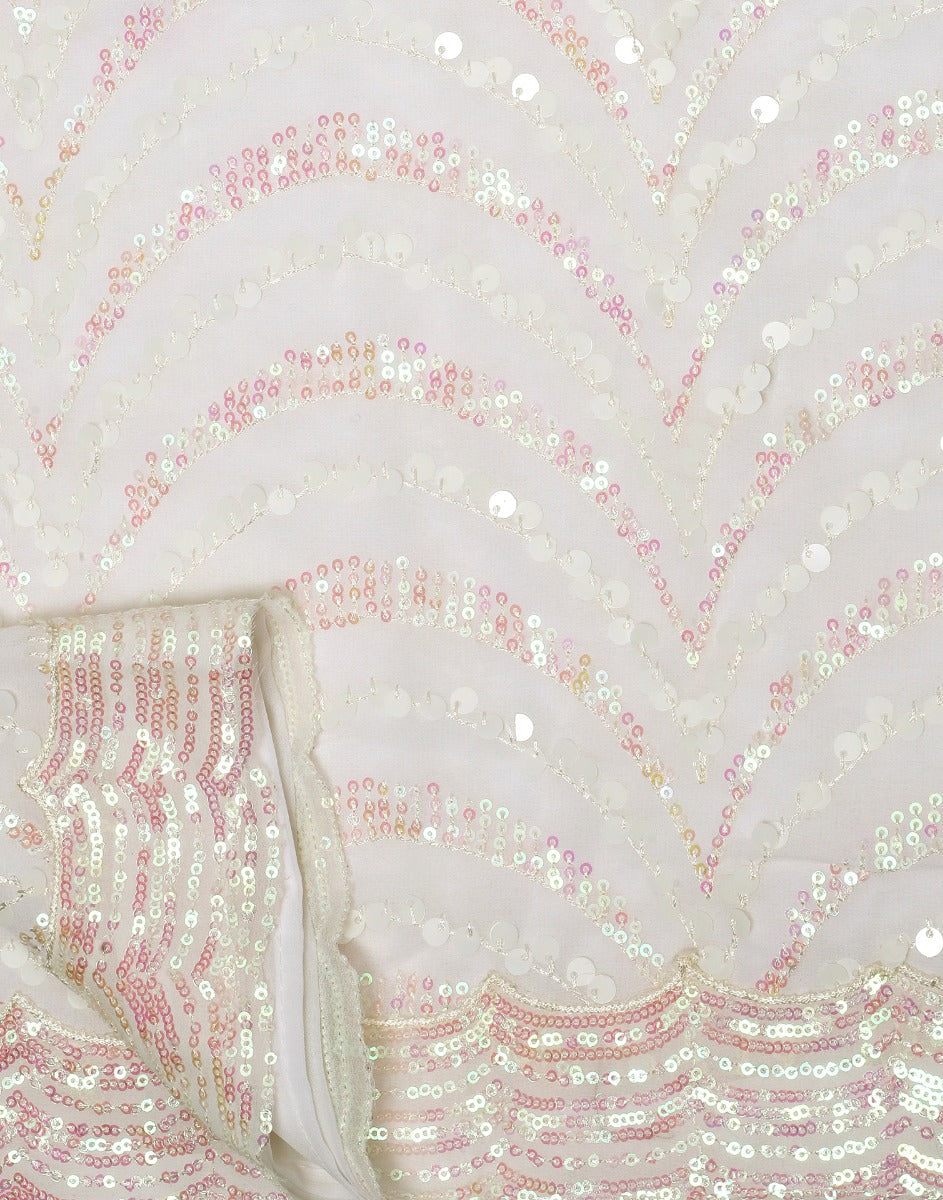 Off White Georgette Sequence Saree | Leemboodi