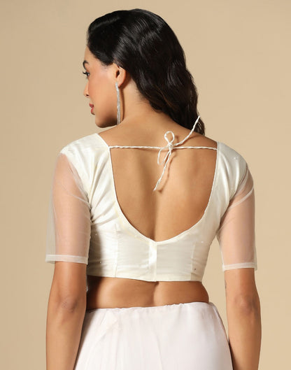 Off White Georgette Sequence Saree | Leemboodi