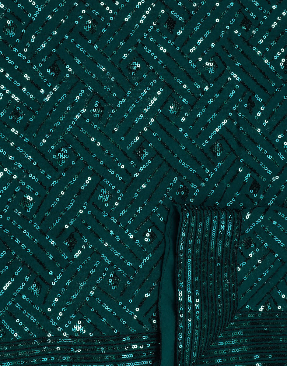 Green Georgette Sequence Saree | Leemboodi