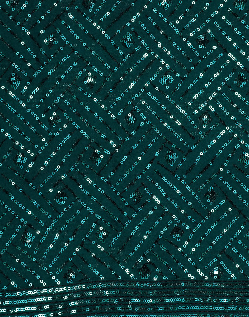 Green Georgette Sequence Saree | Leemboodi