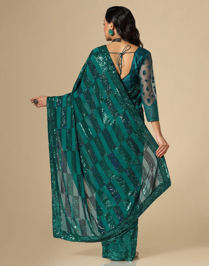 Green Georgette Sequence Saree | Leemboodi