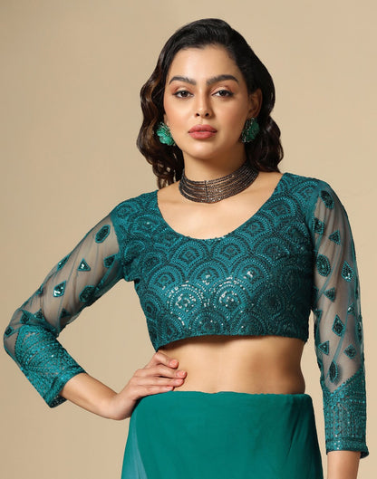 Green Georgette Sequence Saree | Leemboodi