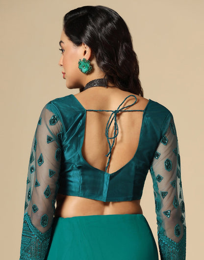 Green Georgette Sequence Saree | Leemboodi
