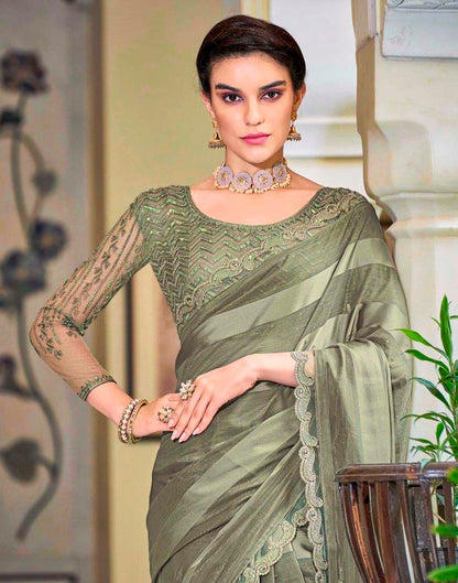 Light Green Georgette Sequence Saree | Leemboodi