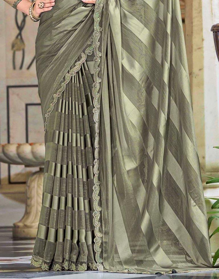 Light Green Georgette Sequence Saree | Leemboodi