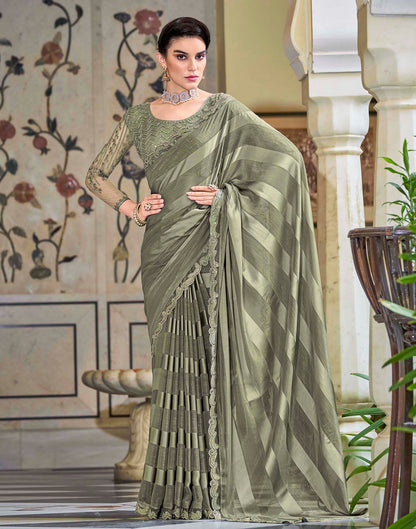 Light Green Georgette Sequence Saree | Leemboodi