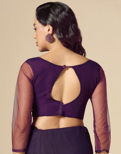 Dark Purple Georgette Sequence Saree | Leemboodi