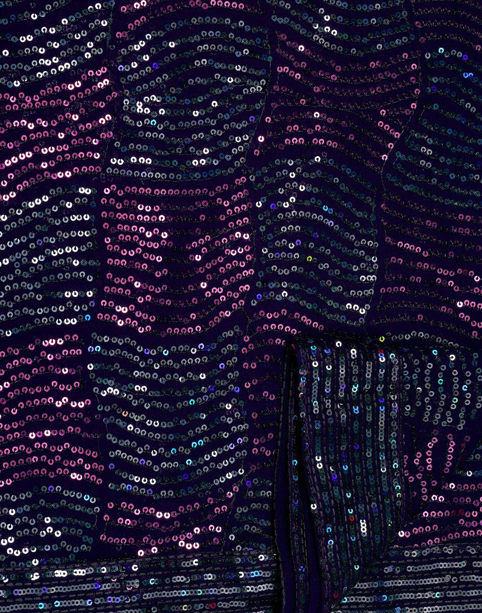 Dark Purple Georgette Sequence Saree | Leemboodi