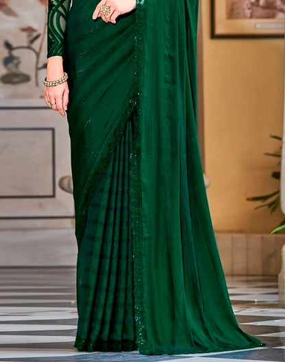 Dark Green Chiffon Sequence Saree | Leemboodi