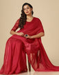 Red Chiffon Plain Saree | Leemboodi