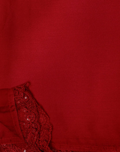 Red Chiffon Plain Saree | Leemboodi