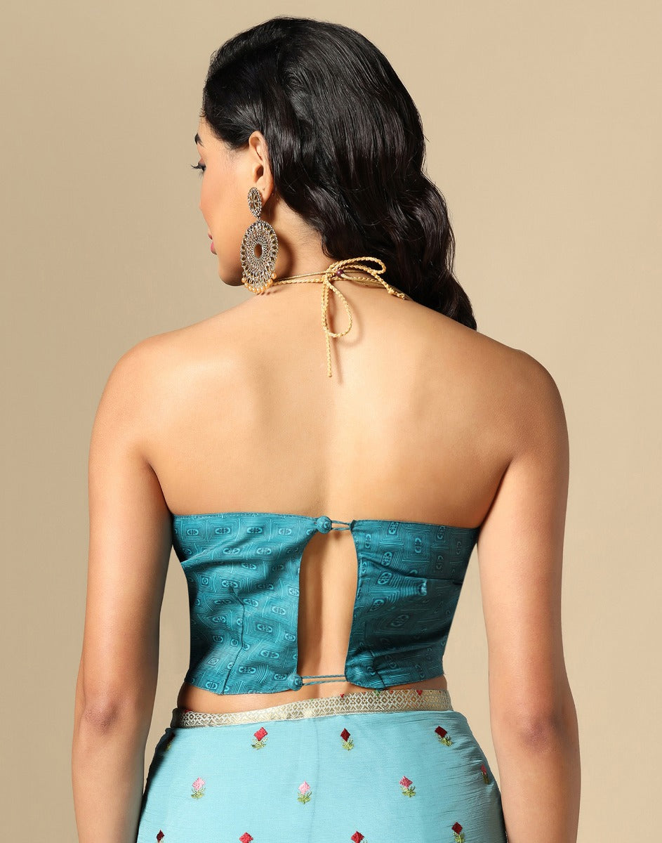 Sea Green Chiffon Embroidery Saree | Leemboodi