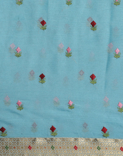 Sea Green Chiffon Embroidery Saree | Leemboodi