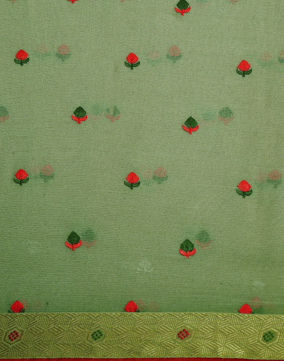 Light Green Chiffon Embroidery Saree | Leemboodi