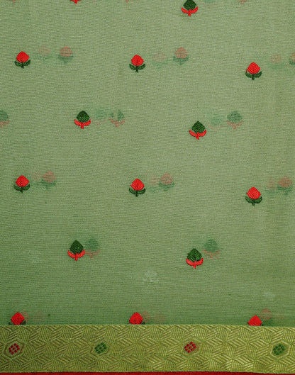 Light Green Chiffon Embroidery Saree | Leemboodi