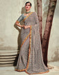 Light Brown Chiffon Embroidery Saree | Leemboodi